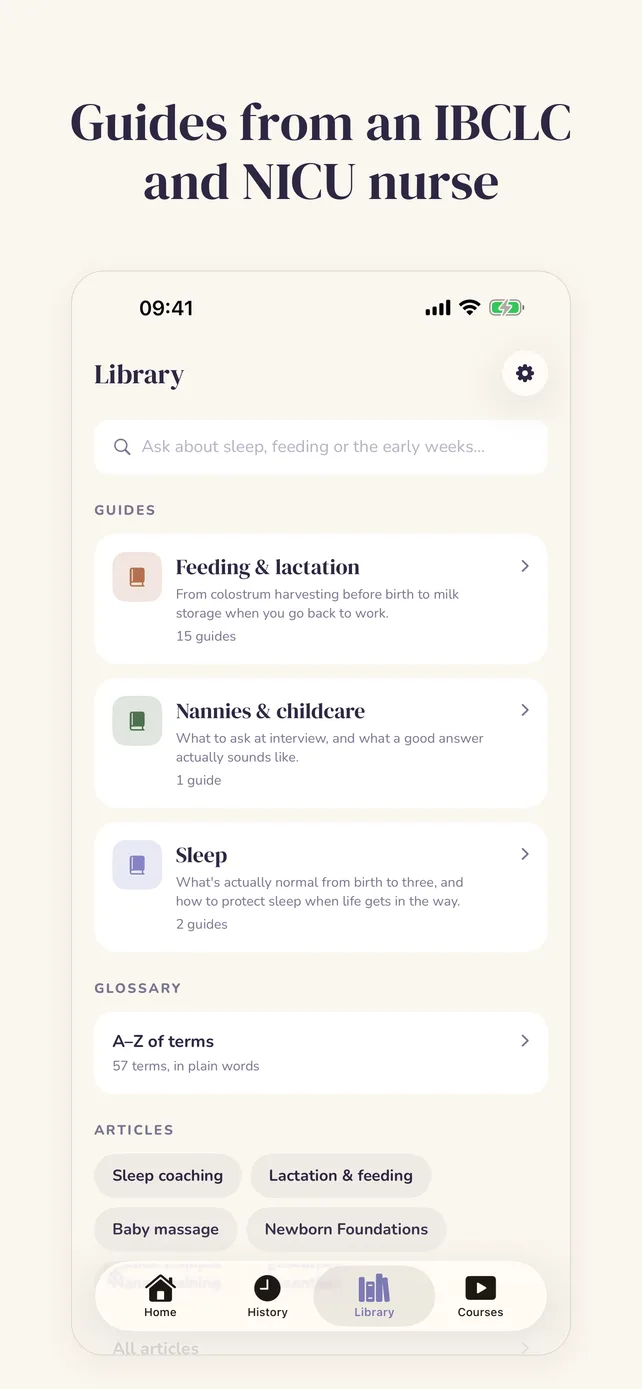 The library of Lisa's guides on feeding, childcare and sleep